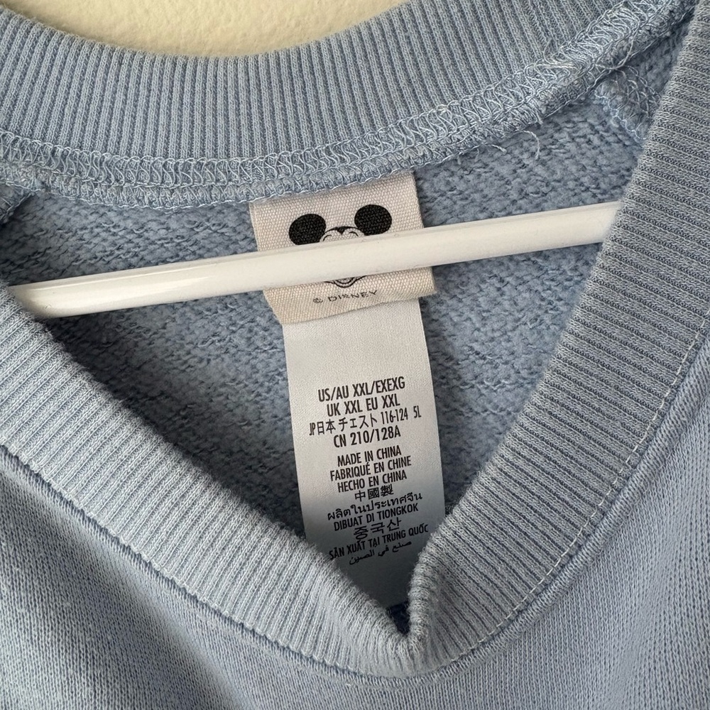 Disney Parks Disneyland Baby Blue Crewneck with Mickey Mouse Size XXL - Picture 3 of 4